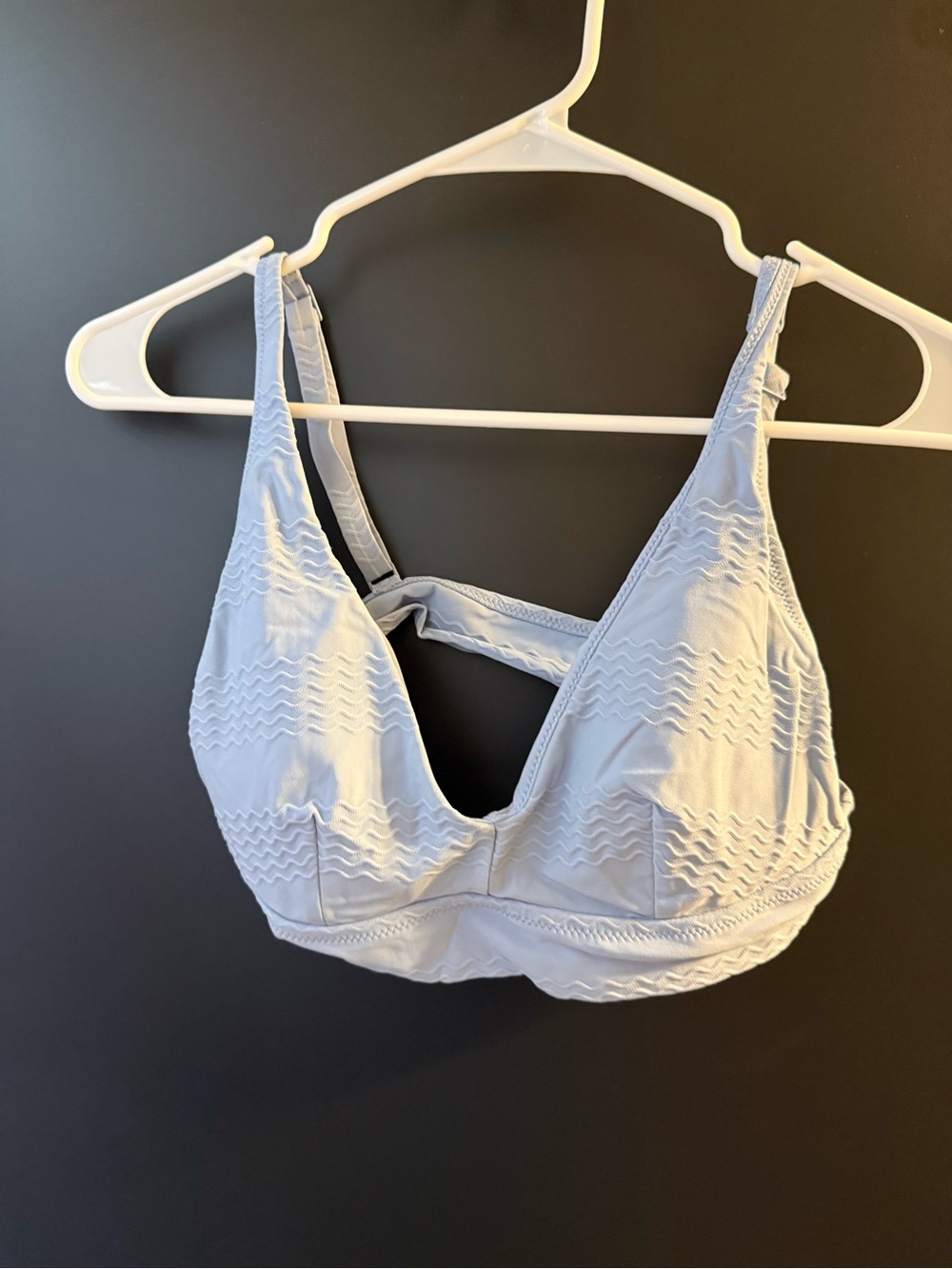 aerie Light Blue Wireless Swim Bra with Textured Wave Detail